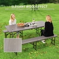 thumbnail image 4 of Outsunny Table de Pique-Nique Pliant en Faux Rotin de 6 Pi, 3 Pcs, avec 2 Bancs, Brun, 4 of 10
