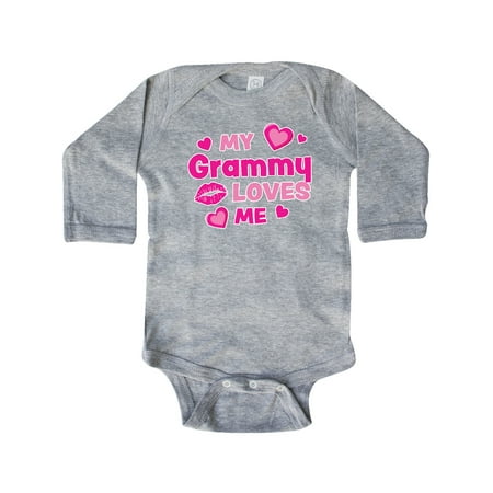 

Inktastic Valentine s Day My Grammy Loves Me Hearts and Lips Gift Baby Boy or Baby Girl Long Sleeve Bodysuit