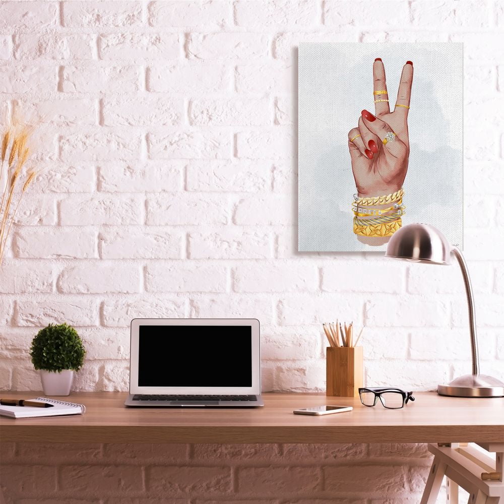 Stupell Industries Peace Hand Pose with Chic Fashion Accessories Designed by Ziwei Li