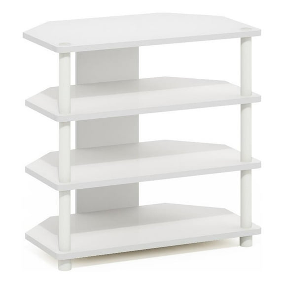 Pemberly Row Contemporary Turn-N-Tube 4-Tier Petite TV Stand in White