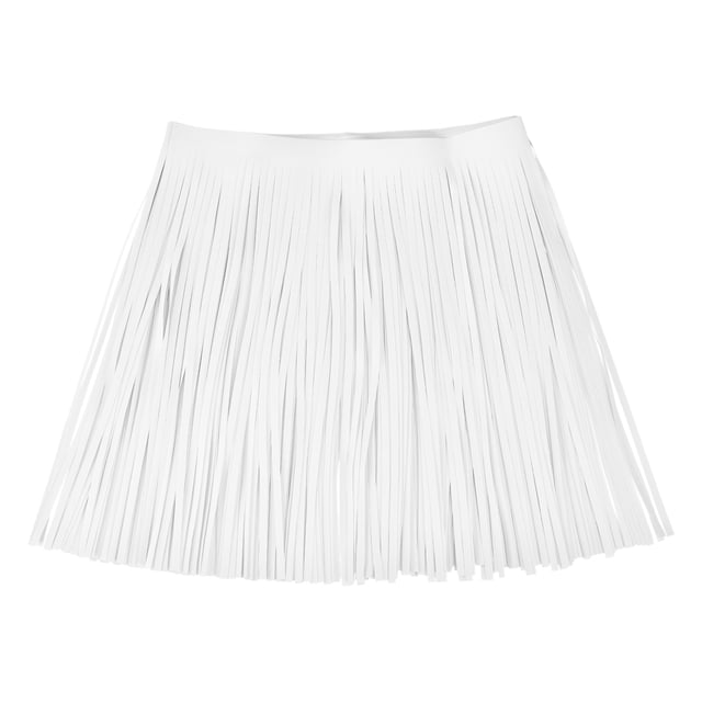 Unique Bargains 2 Yards 12 Inch Faux Leather Fringe Trim Tassel Fringe for Sewing, White