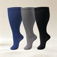 thumbnail image 3 of Wioihee 3 pairs Plus Size Solid Socks for Men Women Wide Calf Knee‑High Support Sports Socks, XXL(), 3 of 7