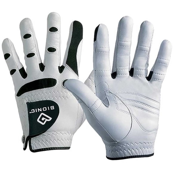 New Improved 2X Long Lasting Bionic Golf Glove - Patented Stable Grip Genuine Cabretta Leather, Designed by Orthopedic Surgeon! (Men's Medium, Worn on Left Hand)