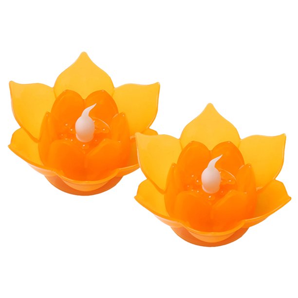 EeaseMX 2 lámparas LED electrónicas de loto con forma de Buda, velas de flores sin llama (naranja)