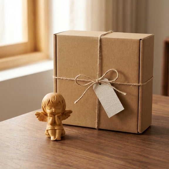 ibasenice Khaki Wooden Angel Figurine for Home Decoration, Handcrafted Mini Desktop Blessing Ornament, Unique