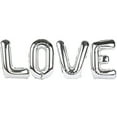 thumbnail image 2 of Rose Gold Love Letter Balloons | Foil Number Decorations for Weddings & Anniversaries | Includes 4 Inflatable Balloons with Straw, 2 of 2