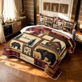 thumbnail image 3 of Manfei Rustic Grizzly Bear Twin Quilt Set, Countryside Cabin Twin Coverlet Set, Dark Brown Red, Black Reversible, 2pcs, 1 Bedspread and 1 Pillowcase, 3 of 7