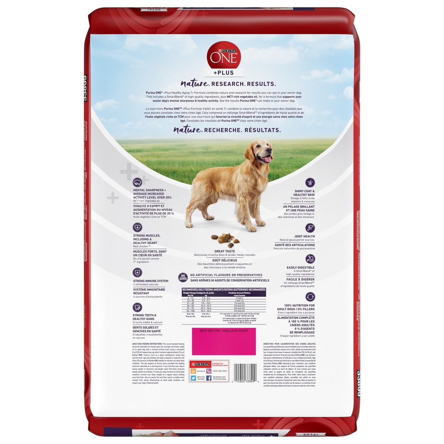 Purina ONE SmartBlend Vieillir en Santé 7+ Poulet, Nourriture Sèche pour Chiens