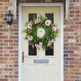 thumbnail image 4 of de puerta de 18 pulgadas, hojas , adornos de flores de simulación, para puerta delantera, Pascua, oficina, decoración Margarita púrpura Gloria Corona de puerta delantera, 4 of 9