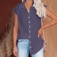 thumbnail image 4 of Rezuofi 2 Pcs Summer Tops for Women 2025 Trendy Cotton Linen Button Down Shirts Dressy Cap Sleeve Collared Business Casual Blouses, 4 of 6