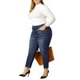 thumbnail image 4 of Jeans de mezclilla para mujer de talla grande Agnes Orinda, de tiro medio, elásticos, ajustados, casuales, 4X, azul, 4 of 8
