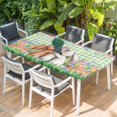 thumbnail image 2 of Easter Bunny Table Cloths for 4 Foot Rectangle Tables, Cute Rabbits Colorful Eggs Floral Green Check Patio Waterproof Elastic Fitted Tablecloths, Washable Rectangular Table Cover for Camping, 2 of 8
