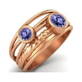 thumbnail image 2 of 4mm Round Tanzanite Handmade Split Shank Band 925 Sterling Silver Rose Vermeil Dual Stone Women Valentines Day Gifts Ring, 2 of 4