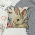 thumbnail image 2 of Creowell Happy Easter Bunny Pillow Covers Rabbit Flower Spring Farmhouse Decorative Throw Pillow Cases Blue Pink Yellow Cushion Cover for Couch, 2 of 5