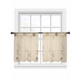 thumbnail image 2 of Sheer Curtains 54 Inches Long 2 Panels, Abstract Flower Leaves Rod Pocket Curtain Voile Draperies, Retro Floral Brown Light Filtering Window Treatment for Living Room Kitchen Bedroom, 2 of 8