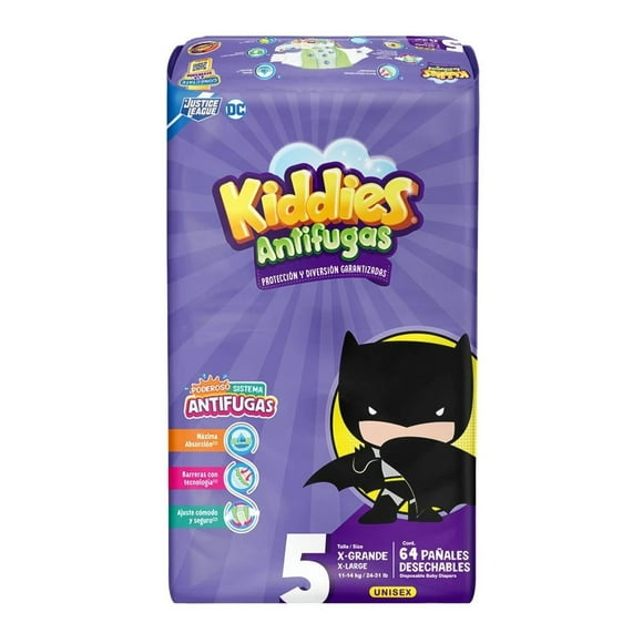 Pañales Kiddies antifugas talla 5 x grande unisex 64 piezas
