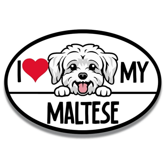 Magnet Me Up I Love My Maltese Dog Breed Car Magnet Decal, 4x6 Inches Oval