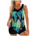 thumbnail image 1 of Maillot de Bain Deux Pièces pour Femmes Grande Taille avec Nœud Imprimé et Short, 1 of 4