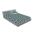 thumbnail image 2 of Ambesonne Leaves Fitted Sheet & Pillow Sham Set, Modern Art Tropical Foliage, Full, Dark Teal White Black, 2 of 2