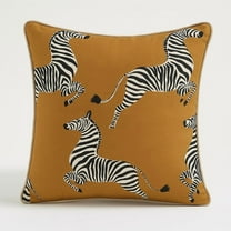 Decorative Zebra Print Throw Pillow - Premium Cotton Cushion, 16"x16", Elegant Camel