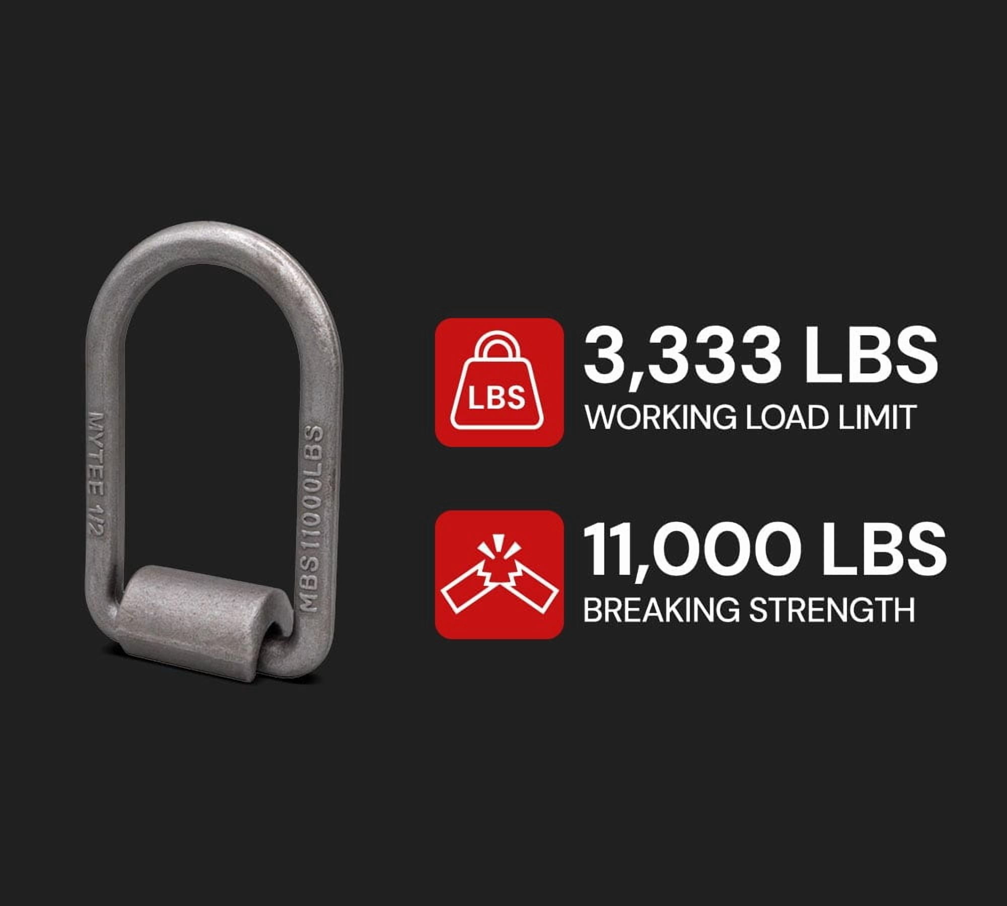 8 pack 1/2" Heavy Duty Weld-On Extended Forged D Ring w/ Mounting Brackets - 11000 lbs Bracking Strength - Tie Down Anchor D-Ring for Trailer, Truck Cargo, RV, ATV Tiedowns