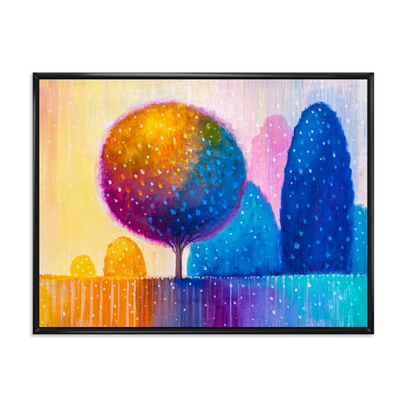 Designart 'Ornamental Colourful Trees X' Modern Framed Canvas Wall Art Print