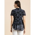thumbnail image 3 of Moomaya Womens Flared Summer Top, Short Puff Sleeves Collared Tops Asymmetric Blouse, 3 of 9