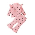 thumbnail image 2 of Wancir Girls Fall Outfits 2 Piece Ruffle Trim Long Sleeve Tops and Bell Bottom Flare Pants Set, 2 of 7