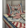 thumbnail image 2 of Ambesonne Nostalgic Fitted & Top Sheet Set with Sham, Vintage Circus Star, Beige Red Blue, 2 of 4