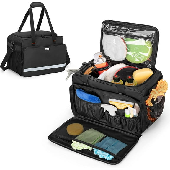 Large Detailing Bag, Detail Organizer for Auto Detailing Supplies Storage, Car Cleaning Caddy for Vehicle Wash Tools, Car Care Box for Detailing Bottles, Towel, Buffer and More, Bag Only