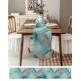 thumbnail image 4 of Table Runner 72 Inches Long for Kitchen Dining, Teal Marble Dresser Scarf Farmhouse, Dining Table Decorations for Wedding/Parties, Abstract Art Modern Geometric Golden 18 x 72 In, 4 of 9