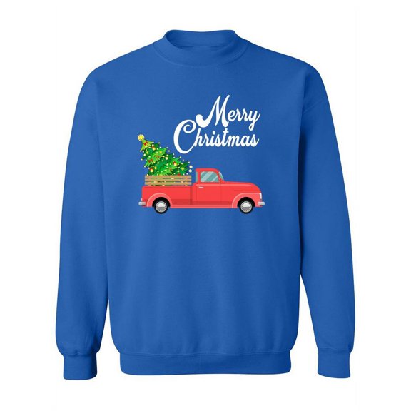 Merry Christmas Truck Sweatshirt Women -SPIdeals Designs, Female Small