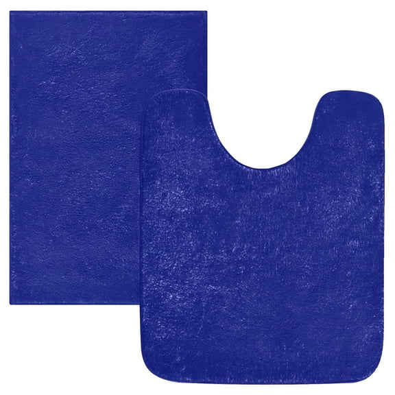 Ryvnso Navy Bathroom Shaggy Rugs Toilet Mat Soft Contour Rug