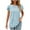 Light Blue, variant on Shirts for Women under $10 Ruffle Sleeves Short Sleeved Casual Pleated Round Neck Blouses for Women 2025 Trendy T Shirts Light Blue S