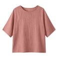 thumbnail image 5 of Ltctricy Womens Cotton Linen Tops Loose Fit 3/4 Sleeve Shirts Crew Neck Basic T Shirts Beach Vacation Clothes, 5 of 5