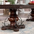 thumbnail image 5 of Traditional Dining Room Furniture 9pc Set Brown Cherry Dining Table w Leaves 2x Arm Chairs 6x Side Chairs Black Leatherette Seat, 5 of 10