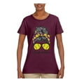 thumbnail image 3 of Messy Bun Softball Mom Life Game Day Vibes Sports Lover | Mother's Day Sports Womens T-Shirt, Maroon, 3XL, 3 of 5