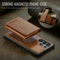 thumbnail image 3 of ELEHOLD Case for Samsung Galaxy S25, Faux Leather TPU Back Shockproof Anti-Scratch Flip Stand Magnetic Datachable Card Cash Slots Wallet Case, Brown, 3 of 8