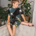 thumbnail image 4 of Fotbe Forest River Bald Eagle Pijama Estampada de 2 Piezas para Niños – Ropa de Dormir de Manga Corta Cómoda para Niños y Niñas, Camiseta y Shorts de Algodón-Small, 4 of 6