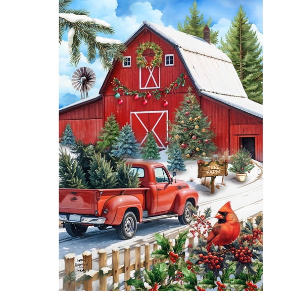 Briarwood Lane Garden Flag 12x18 For Outdoor Red Barn Christmas For Christmas Garden Flag Flags For Outside
