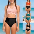 thumbnail image 2 of HCNTES Girls Swimsuit Bikini Sets 2 Piece Bathing Suits For Teen Girls Swimwear Kids Outdoor Activities Clothing in Summer(S-Pink,13-14 Years), 2 of 9