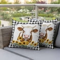 thumbnail image 4 of Farm Animal Cow Pillow Covers 2 Pack Black Plaid Sunflower Floral Country Pillowcase Waterproof Outdoor Throw Pillow Cover for Patio Garden Square Cushion 26”x26”, 4 of 9