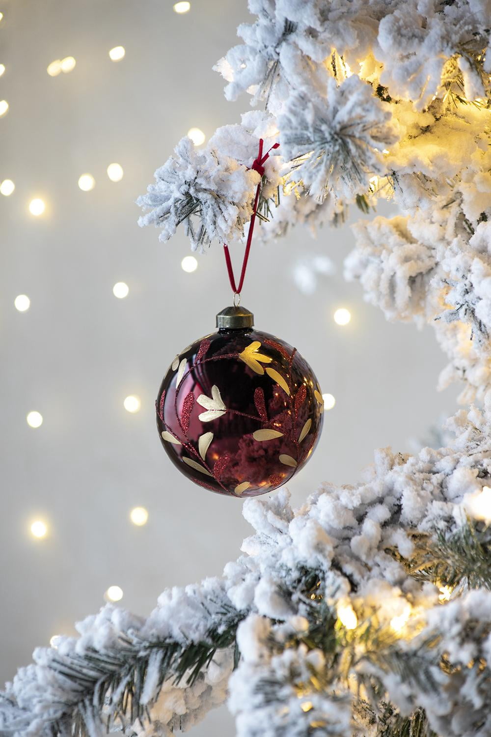 Set of 6 Glass Christmas Ball Ornaments with Glitter and Painting Design by Riccardo Tree Decor