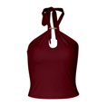 thumbnail image 5 of SNKSDGM Women Metal Buckle Crop Tank Top, Cutout Front Ruched Side Hot Girl Style Sling for Inner & Outer Wear Red S, 5 of 5