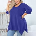 thumbnail image 6 of Gamivast Plus Size Tops for Women Crew Neck 3/4 Sleeve Comfy Tunic Tops Spring Summer Clothes Shirts Blouse Blue XXXL Clearance Clothes Under $5.00 Women Plus Membership, 6 of 7