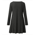 thumbnail image 3 of Ladies Round Neck Long Sleeve Dress Colorful Knit Buckle Pocket A Line Fashion Dress Midi Dress Fitted Dress V Neck Summer Dress Summer Dress Maxi Women Casual Women Dresses below The Knee Dresses, 3 of 4