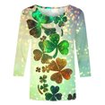 thumbnail image 5 of successthop St Patricks Day Women's Plus Size Tops with 3/4 Sleeves Green Crew Neck Polyester Casual St. Patricks Day Blouse Tops for Irish Themed Gifts 2XL, 5 of 5