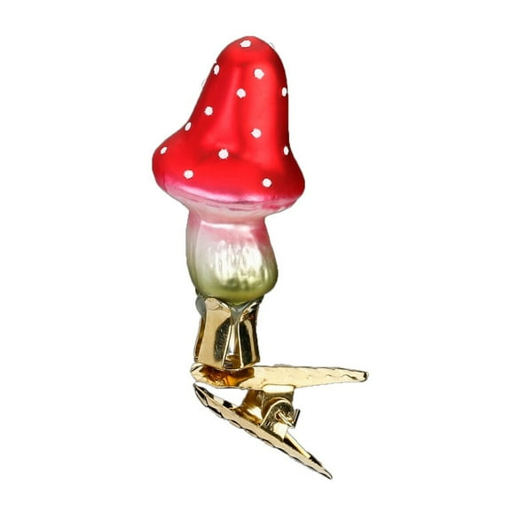 Inge Glas Mini Tall Hat Mushroom German Glass Christmas Ornament FREE BOX
