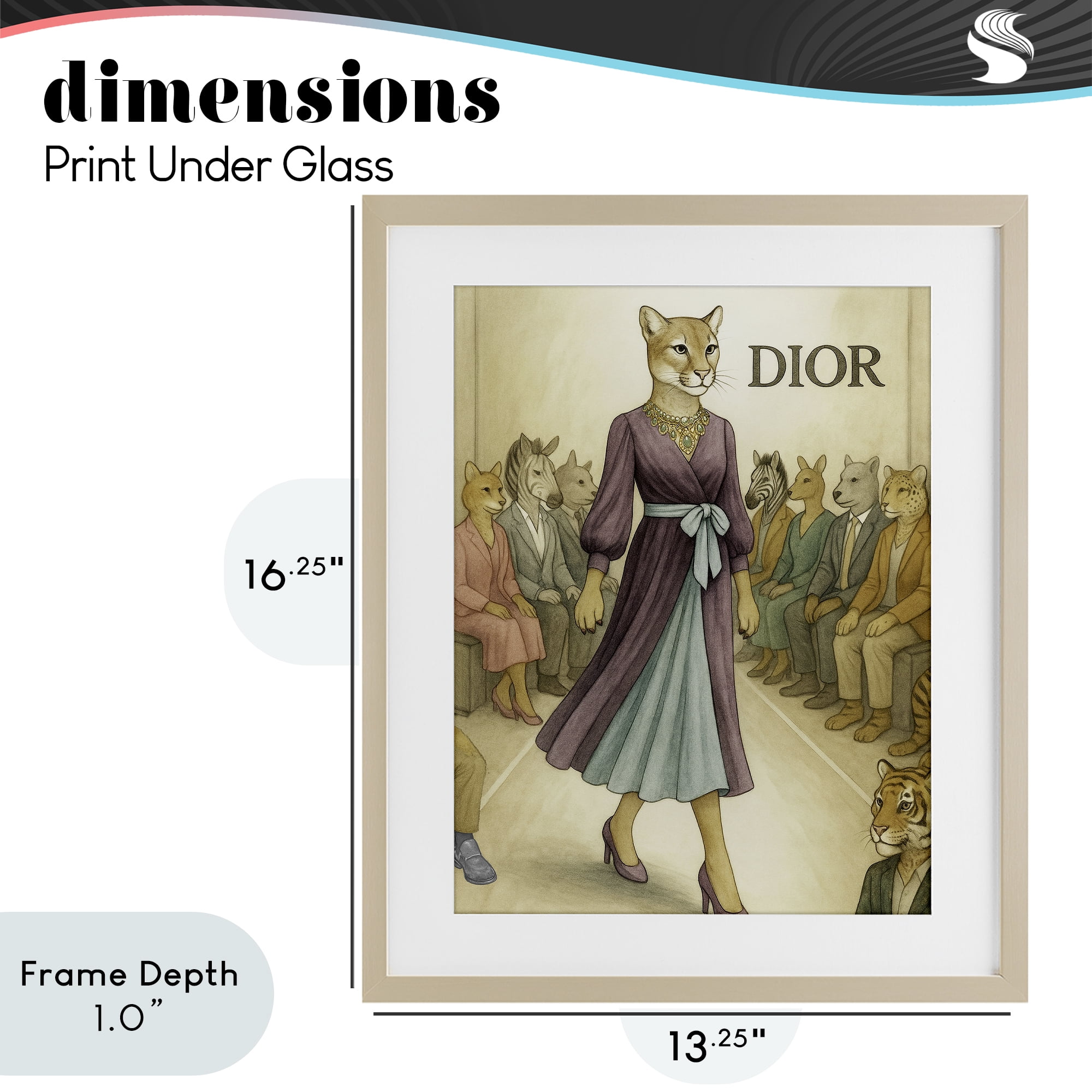 Stupell Industries Fashion Runway Cougar Birch Framed Print Under Glass, design by Grotto Studios