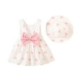 thumbnail image 3 of Ahuyic Little Girl Dresses,Kids Summer Casual Dresses,Toddler Kids Baby Girls Fashion Cute Sleeveless Sweet Heart Print Bowknot Dress Hat Set, 3 of 5